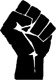 Black and right image of a raised fist