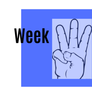 Week 6 graphic with six in ASL