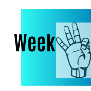 English "Week" beside ASL for 9 with blue gradient background