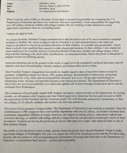 Printout of email from Linda McMahon